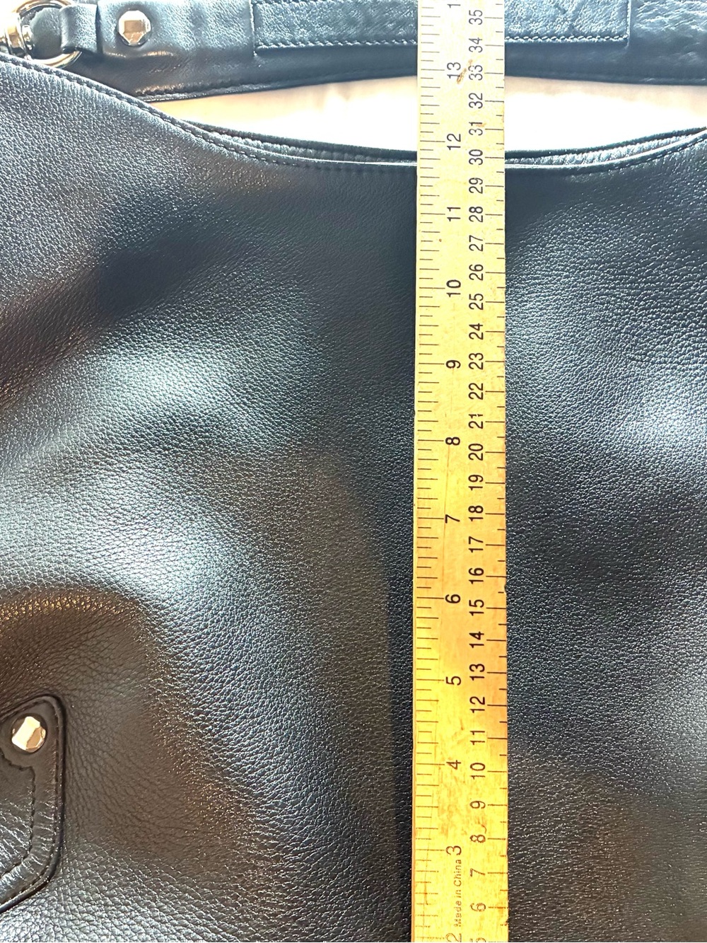 Cole Haan Black Pebbled Leather Hobo Handbag Short Shoulder Strap Silver HW - Picture 12 of 13